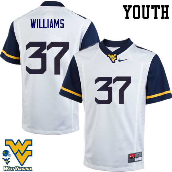 NCAA Youth Kevin Williams West Virginia Mountaineers White #37 Nike Stitched Football College Authentic Jersey SK23D16PG